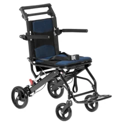 VEVOR Wheelchair, Aluminum Alloy Ultra-Lightweight Transport Chair for Adults, Foldable Cabin Wheelchair with Flip-Back Desk-Length Arms, Self-locking Brake, 15.75-Inch Wide Seat, 220lbs Load
