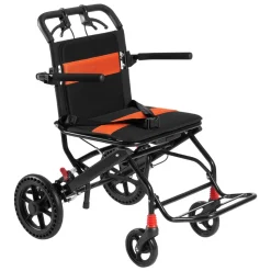 VEVOR Wheelchair, Aluminum Alloy Ultra-Lightweight Transport Chair for Adults, Foldable Wheelchair with Flip-Back Desk-Length Arms, Self-locking Brake, 18-Inch Wide Seat, 220lbs Weight Capacity