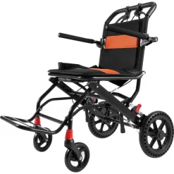 VEVOR Wheelchair, Aluminum Alloy Ultra-Lightweight Transport Chair for Adults, Foldable Wheelchair with Flip-Back Desk-Length Arms, Self-locking Brake, 18-Inch Wide Seat, 220lbs Weight Capacity