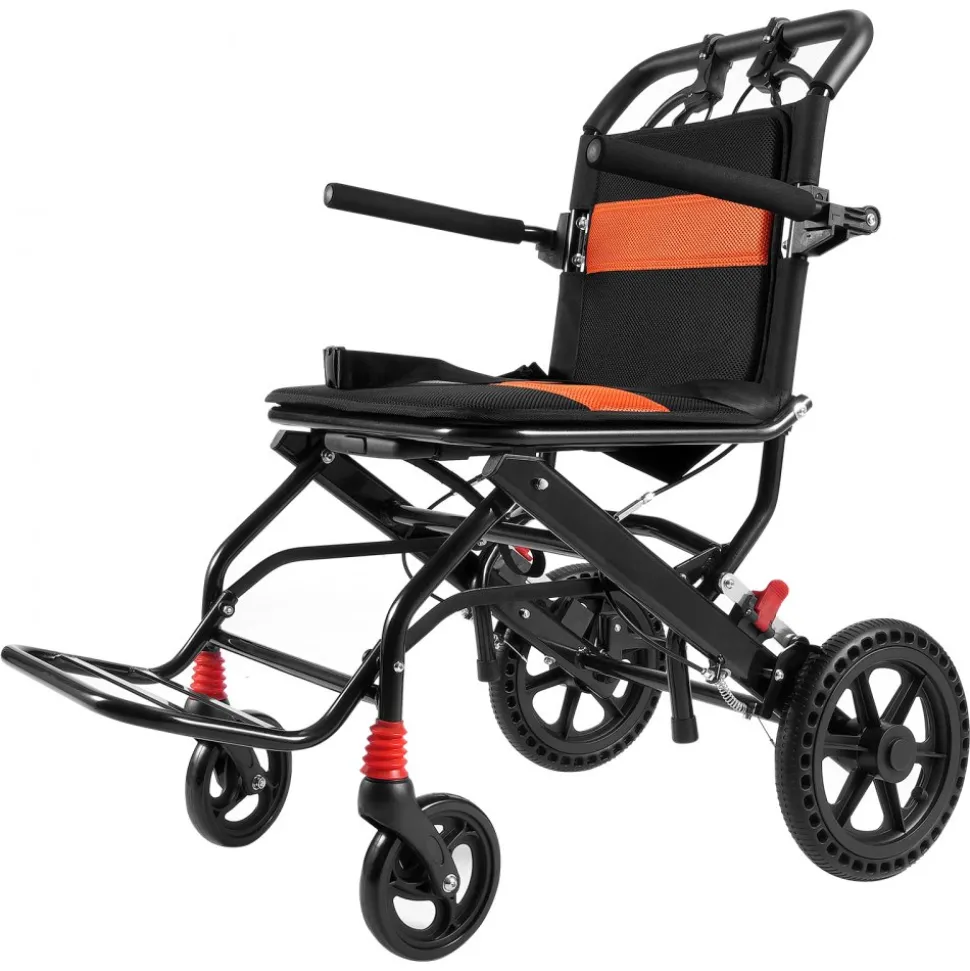 VEVOR Wheelchair, Aluminum Alloy Ultra-Lightweight Transport Chair for Adults, Foldable Wheelchair with Flip-Back Desk-Length Arms, Self-locking Brake, 18-Inch Wide Seat, 220lbs Weight Capacity