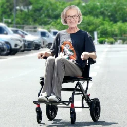 VEVOR Wheelchair, Aluminum Alloy Ultra-Lightweight Transport Chair for Adults, Foldable Wheelchair with Flip-Back Desk-Length Arms, Self-locking Brake, 18-Inch Wide Seat, 220lbs Weight Capacity