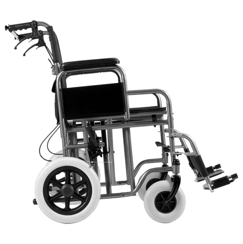 VEVOR Wheelchair, Carbon Steel Transport Chair for Adults, Foldable Wheelchair with Detachable Armrest, Self-locking Brake, 24-Inch Wide Seat, 300lbs Weight Capacity, for the Disabled Move Freely
