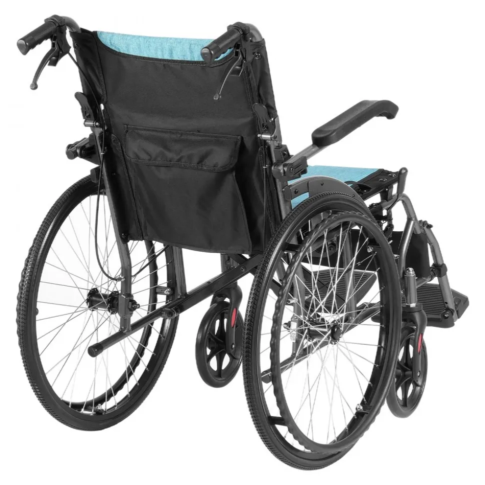 VEVOR Wheelchair, Durable Aluminum Alloy Ultra-Lightweight Wheelchairs, Portable Wheelchair with Flip-Back Desk-Length Arms, 3-Position Adjustable Footrests, 18-Inch Wide Seat, 250lbs Weight Capacity