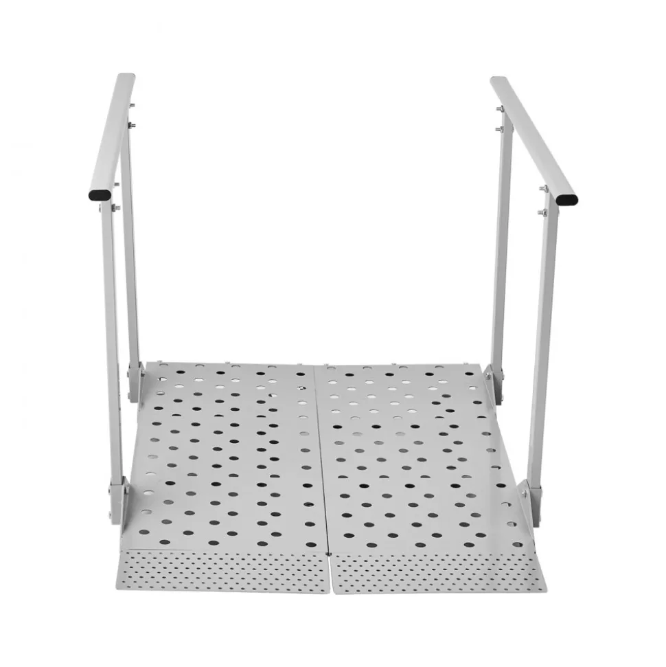 VEVOR Wheelchair Ramp with Handrails, 44.9 x 33.5 in, Heavy Duty Carbon Steel Handicap Ramp, 440 lbs Capacity, Non-Slip Portable Threshold Ramps for Home Steps, Stairs, Doorways, Curbs, Walkers, Scooters