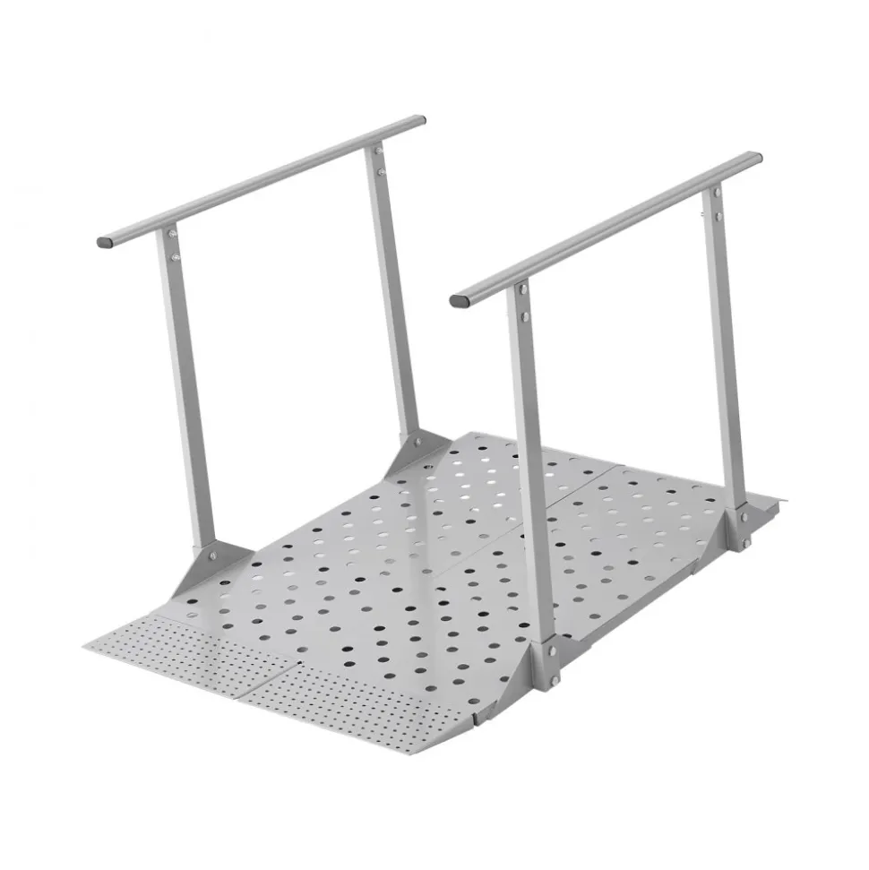 VEVOR Wheelchair Ramp with Handrails, 44.9 x 33.5 in, Heavy Duty Carbon Steel Handicap Ramp, 440 lbs Capacity, Non-Slip Portable Threshold Ramps for Home Steps, Stairs, Doorways, Curbs, Walkers, Scooters