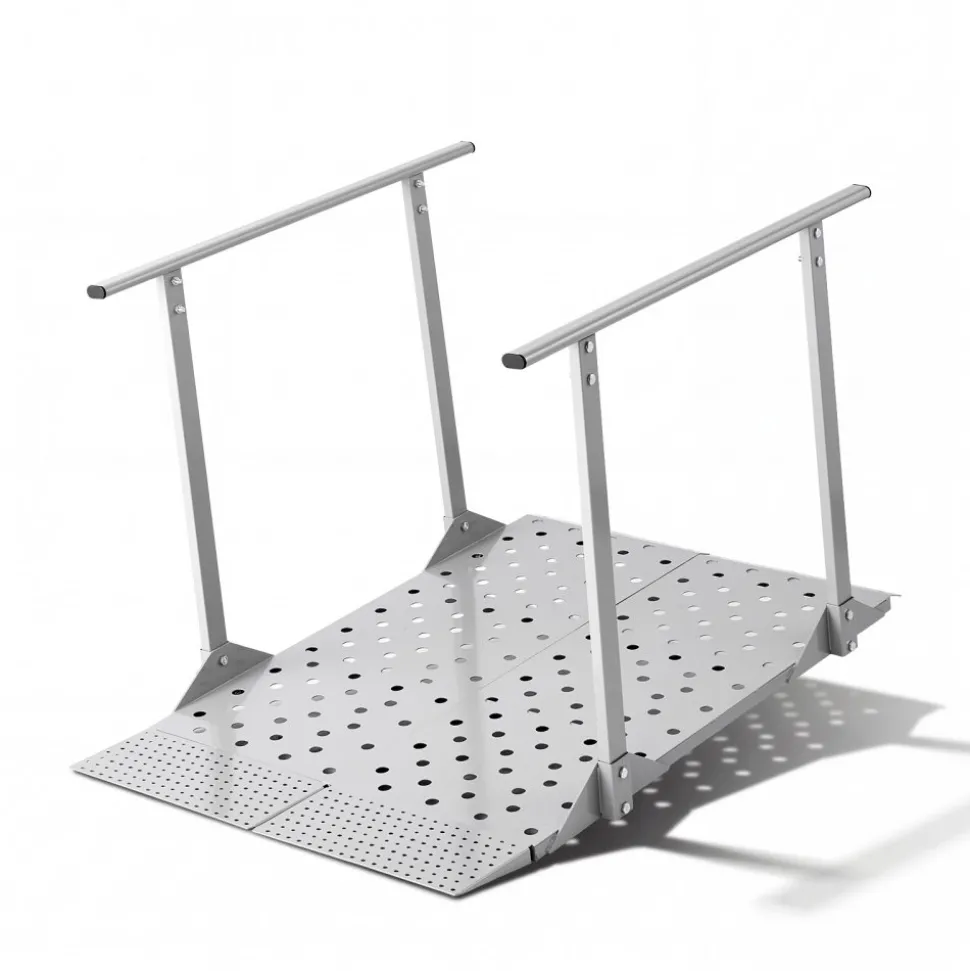 VEVOR Wheelchair Ramp with Handrails, 44.9 x 33.5 in, Heavy Duty Carbon Steel Handicap Ramp, 440 lbs Capacity, Non-Slip Portable Threshold Ramps for Home Steps, Stairs, Doorways, Curbs, Walkers, Scooters