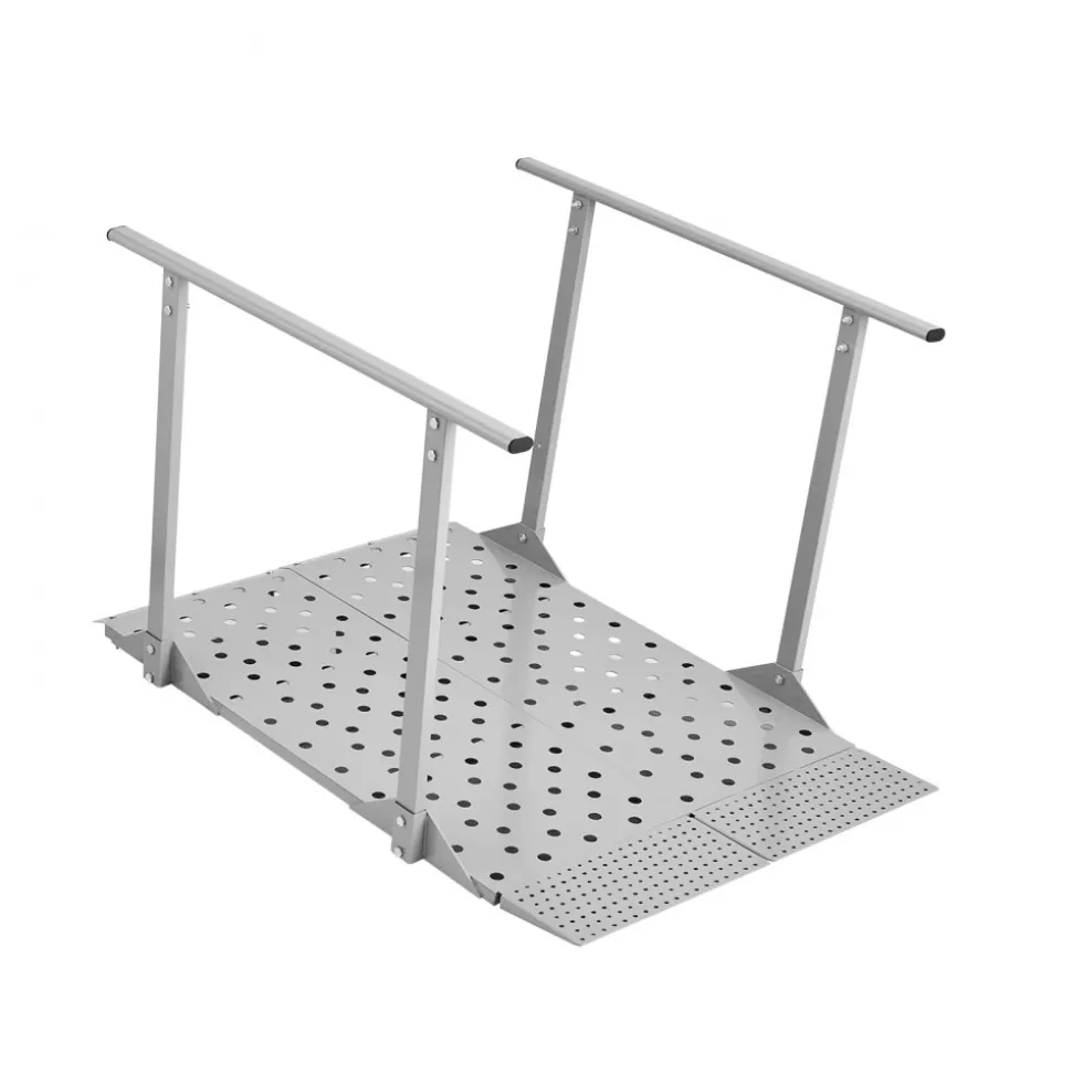 VEVOR Wheelchair Ramp with Handrails, 44.9 x 33.5 in, Heavy Duty Carbon Steel Handicap Ramp, 440 lbs Capacity, Non-Slip Portable Threshold Ramps for Home Steps, Stairs, Doorways, Curbs, Walkers, Scooters