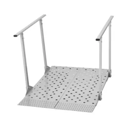 VEVOR Wheelchair Ramp with Handrails, 44.9 x 33.5 in, Heavy Duty Carbon Steel Handicap Ramp, 440 lbs Capacity, Non-Slip Portable Threshold Ramps for Home Steps, Stairs, Doorways, Curbs, Walkers, Scooters