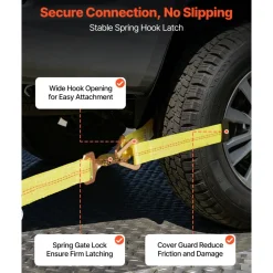VEVOR Wheel Chock Tie-Down Kit, Axle Type Trailer Tie Down Strap, Car Tie Down Kit with Break Strength 10009 lbs, Working Load 3333 lbs, Trailer Ratchet Strap for ATV, UTV, & Heavy-Duty Pickup Trucks
