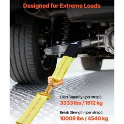 VEVOR Wheel Chock Tie-Down Kit, Axle Type Trailer Tie Down Strap, Car Tie Down Kit with Break Strength 10009 lbs, Working Load 3333 lbs, Trailer Ratchet Strap for ATV, UTV, & Heavy-Duty Pickup Trucks