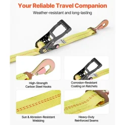 VEVOR Wheel Chock Tie-Down Kit, Axle Type Trailer Tie Down Strap, Car Tie Down Kit with Break Strength 10009 lbs, Working Load 3333 lbs, Trailer Ratchet Strap for ATV, UTV, & Heavy-Duty Pickup Trucks