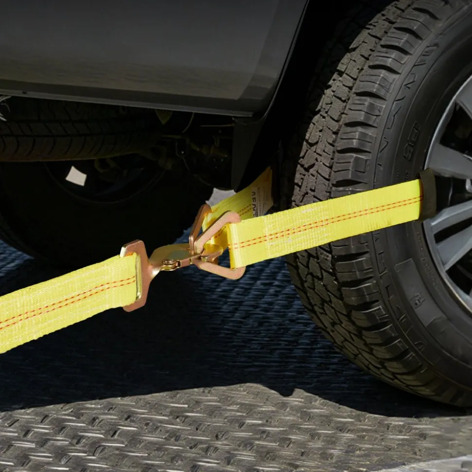 VEVOR Wheel Chock Tie-Down Kit, Axle Type Trailer Tie Down Strap, Car Tie Down Kit with Break Strength 10009 lbs, Working Load 3333 lbs, Trailer Ratchet Strap for ATV, UTV, & Heavy-Duty Pickup Trucks