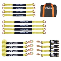 VEVOR Wheel Chock Tie-Down Kit, Axle Type Trailer Tie Down Strap, Car Tie Down Kit with Break Strength 10009 lbs, Working Load 3333 lbs, Trailer Ratchet Strap for ATV, UTV, & Heavy-Duty Pickup Trucks