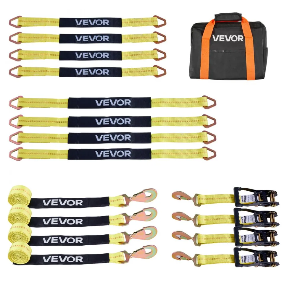 VEVOR Wheel Chock Tie-Down Kit, Axle Type Trailer Tie Down Strap, Car Tie Down Kit with Break Strength 10009 lbs, Working Load 3333 lbs, Trailer Ratchet Strap for ATV, UTV, & Heavy-Duty Pickup Trucks
