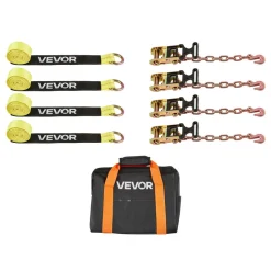 VEVOR Wheel Chock Tie-Down Kit, Tire-Style Motorcycle Tie-Down System, Car Tie Down Kit with Flat Hook, Break Strength 10009 lbs & Working Load 3333 lbs Trailer Tie Down Strap for ATVs, SUVs, Trailers