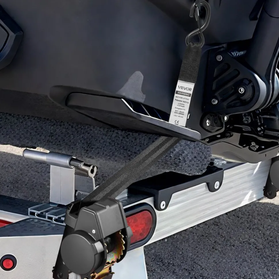 VEVOR Wheel Chock Tie-Down Kit, Fixed Trailer Tie Down Strap, Car Tie Down Kit with S-Hook, Break Strength 1649 lbs & Working Load 550 lbs Motorcycle Tie-Down System for Trailers, Boats, Snowmobiles