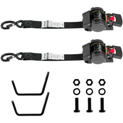 VEVOR Wheel Chock Tie-Down Kit, Fixed Trailer Tie Down Strap, Car Tie Down Kit with S-Hook, Break Strength 1649 lbs & Working Load 550 lbs Motorcycle Tie-Down System for Trailers, Boats, Snowmobiles