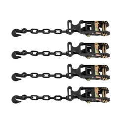 VEVOR Wheel Chock Tie-Down Kit, Chock-Style Trailer Tie Down Strap, Car Tie Down Kit with Buckle, Break Strength 4380 lbs & Working Load 1460 lbs Motorcycle Tie-Down System E-Hooks for ATVs, UTVs