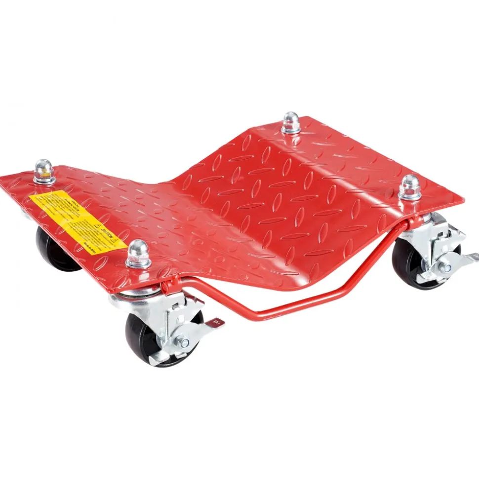 VEVOR Wheel Dolly, 8000 lbs Capacity Heavy-Duty Steel Car Mover, Wheel Dolly Car Tire Stake Set with Brakes, Vehicle Moving Cart Moving Cars, Trucks, Trailers, Motorcycles, and Boats, Set of 4, Red