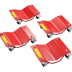 VEVOR Wheel Dolly, 8000 lbs Capacity Heavy-Duty Steel Car Mover, Wheel Dolly Car Tire Stake Set with Brakes, Vehicle Moving Cart Moving Cars, Trucks, Trailers, Motorcycles, and Boats, Set of 4, Red