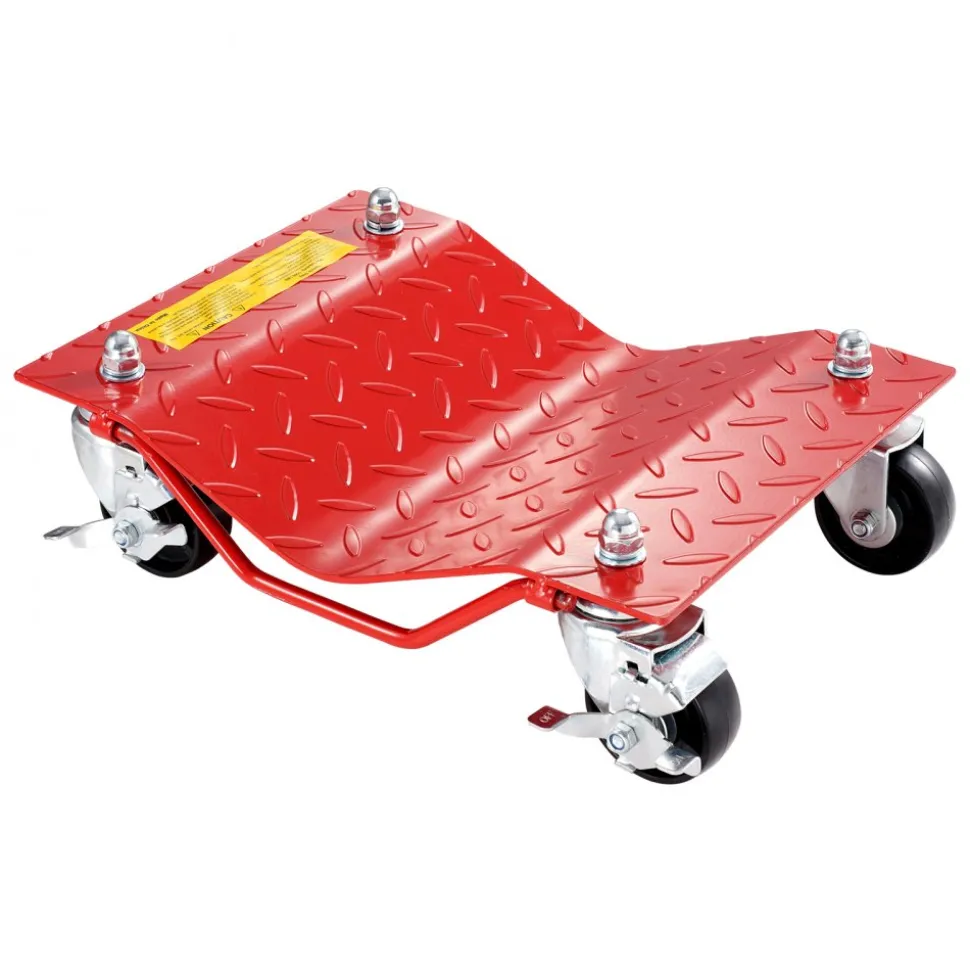VEVOR Wheel Dolly, 8000 lbs Capacity Heavy-Duty Steel Car Mover, Wheel Dolly Car Tire Stake Set with Brakes, Vehicle Moving Cart Moving Cars, Trucks, Trailers, Motorcycles, and Boats, Set of 4, Red