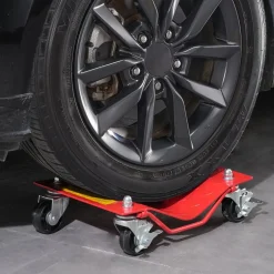 VEVOR Wheel Dolly, 8000 lbs Capacity Heavy-Duty Steel Car Mover, Wheel Dolly Car Tire Stake Set with Brakes, Vehicle Moving Cart Moving Cars, Trucks, Trailers, Motorcycles, and Boats, Set of 4, Red