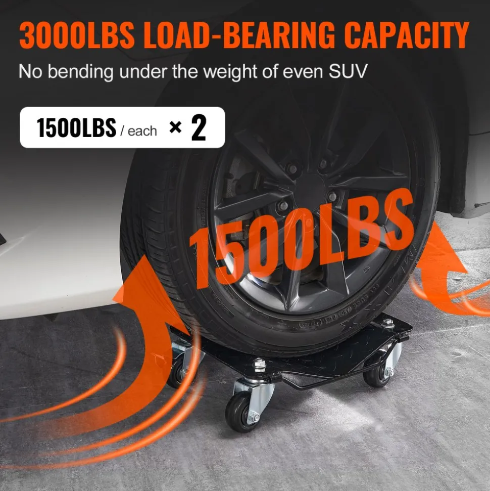 VEVOR Wheel Dolly, 3000 lbs/1360 kg Car Dollies, Wheel Dolly Car Tire Stake Set of 2 Piece, Heavy-duty Car Tire Dolly Moving Cars, Trucks, Trailers, Motorcycles, and Boats