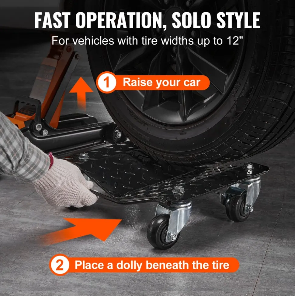 VEVOR Wheel Dolly, 3000 lbs/1360 kg Car Dollies, Wheel Dolly Car Tire Stake Set of 2 Piece, Heavy-duty Car Tire Dolly Moving Cars, Trucks, Trailers, Motorcycles, and Boats