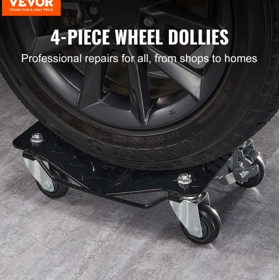 VEVOR Wheel Dolly, 6000 lbs/2722 kg Car Moving Dolly, Wheel Dolly Car Tire Stake Set of 4 Piece, Heavy-duty Car Tire Dolly Cart Moving Cars, Trucks, Trailers, Motorcycles, and Boats
