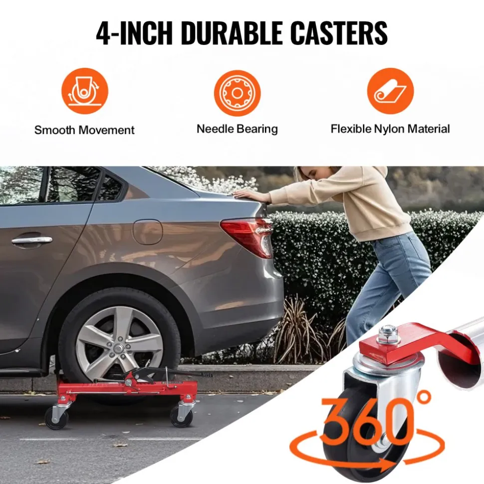 VEVOR Wheel Dolly, Max Capacity 1500 Lbs Car Dolly, Car Jack Dolly Lifter with 360° Rotatable Wheels, Heavy Duty Vehicle Positioning Ratchet Tire Jack, for Vehicle Car Auto Repair Moving, Set of 4