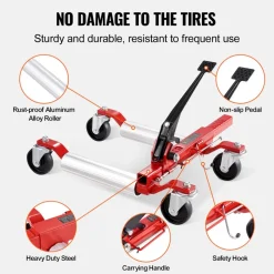 VEVOR Wheel Dolly, Max Capacity 1500 Lbs Car Dolly, Car Jack Dolly Lifter with 360° Rotatable Wheels, Heavy Duty Vehicle Positioning Ratchet Tire Jack, for Vehicle Car Auto Repair Moving, Set of 4