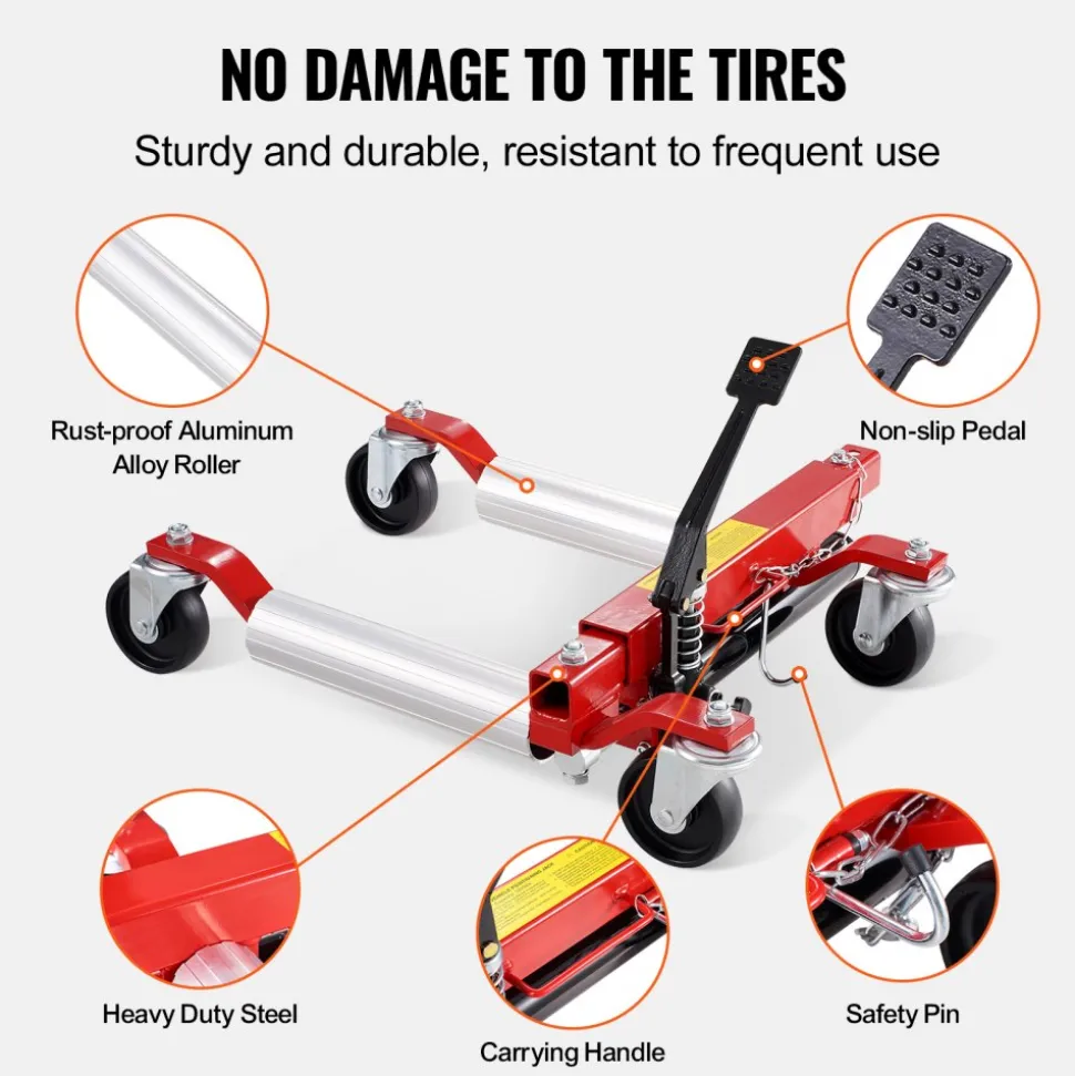 VEVOR Wheel Dolly, Max Capacity 1500 Lbs Car Dolly, Car Jack Dolly Lifter with Wheels, Heavy Duty Vehicle Positioning Hydraulic Tire Jack, for Vehicle Car Auto Repair Moving, Set of 2