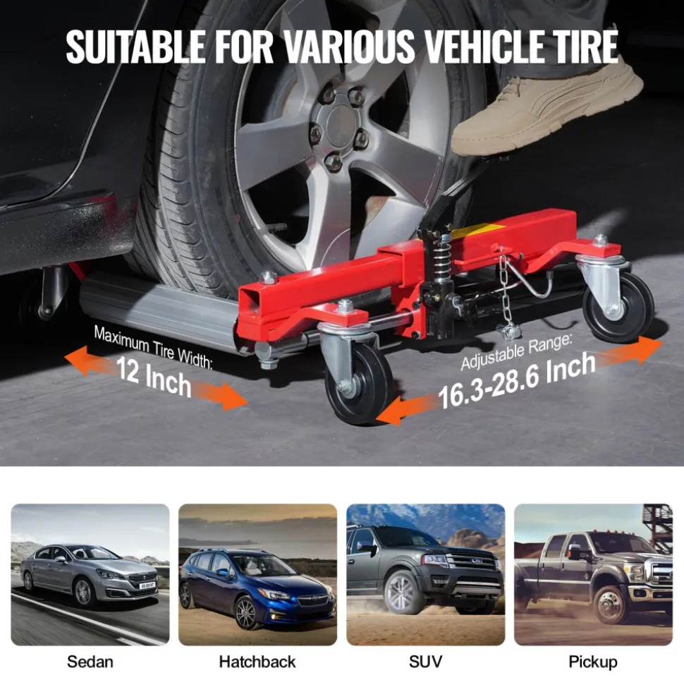 VEVOR Wheel Dolly, Max Capacity 1500 Lbs Car Dolly, Car Jack Dolly Lifter with Wheels, Heavy Duty Vehicle Positioning Hydraulic Tire Jack, for Vehicle Car Auto Repair Moving, Set of 2