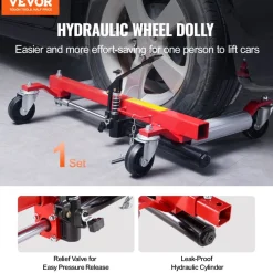 VEVOR Wheel Dolly, Max Capacity 1500 Lbs Car Dolly, Car Jack Dolly Lifter with 360° Rotatable Wheels, Heavy Duty Vehicle Positioning Hydraulic Tire Jack, for Vehicle Car Auto Repair Moving