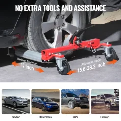 VEVOR Wheel Dolly, Max Capacity 1500 Lbs Car Dolly, Car Jack Dolly Lifter with Wheels, Heavy Duty Vehicle Positioning Ratchet Tire Jack, for Vehicle Car Auto Repair Moving, Set of 2