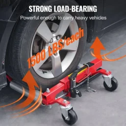 VEVOR Wheel Dolly, Max Capacity 1500 Lbs Car Dolly, Car Jack Dolly Lifter with 360° Rotatable Wheels, Heavy Duty Vehicle Positioning Hydraulic Tire Jack, for Vehicle Car Auto Repair Moving, Set of 4