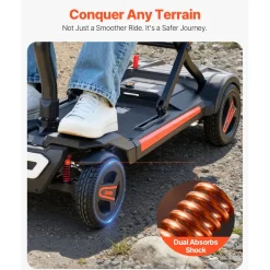 VEVOR 4-Wheel Electric Mobility Scooter for Adults & Seniors, Integrated Foldable Mobility Scooter with 9.3 Miles Long Range, All Terrain Travel Wheelchair with 9° Climbing Capacity & 265LBS Loading