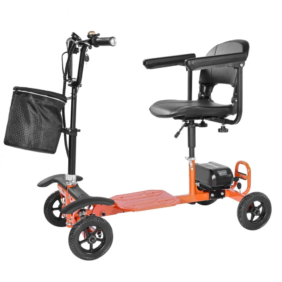 VEVOR 4-Wheel Folding Mobility Scooter for Adults & Seniors, 265LBS Loading Electric Mobility Scooter, All-Terrain Travel Wheelchair with 48V Lithium Battery, 8" Solid Tires & 8° Climbing Capacity