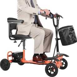 VEVOR 4-Wheel Folding Mobility Scooter for Adults & Seniors, 265LBS Loading Electric Mobility Scooter, All-Terrain Travel Wheelchair with 48V Lithium Battery, 8