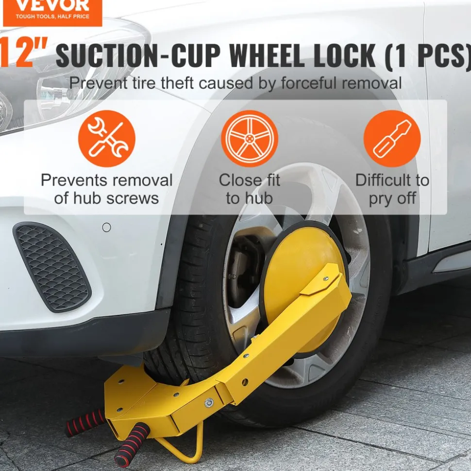 VEVOR Wheel Lock Clamp, 1 Pack Trailer Wheel Lock, Heavy-Duty Anti Theft Tire Lock, Adjustable Tire Boot Lock Tire Claw, Trailer Wheel Locks for RV Trailers, Cars, Trucks, SUVs