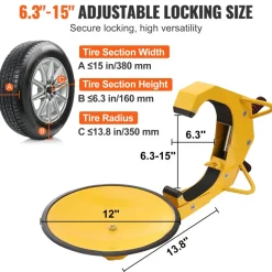 VEVOR Wheel Lock Clamp, 2-Pack Trailer Wheel Lock, Heavy-Duty Anti Theft Tire Lock, Adjustable Tire Boot Lock Tire Claw, Trailer Wheel Locks for RV Trailers, Cars, Trucks, SUVs