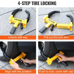 VEVOR Wheel Lock, 2 Packs Universal Wheel Clamp Lock, Adjustable Anti Theft Trailer Lock Wheel Clamp, Heavy-duty Steel Tire Lock for ATV RV SUV Car Golf Cart Boats Motorcycles, with 6 Keys