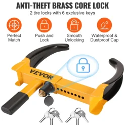 VEVOR Wheel Lock, 2 Packs Universal Wheel Clamp Lock, Adjustable Anti Theft Trailer Lock Wheel Clamp, Heavy-duty Steel Tire Lock for ATV RV SUV Car Golf Cart Boats Motorcycles, with 6 Keys