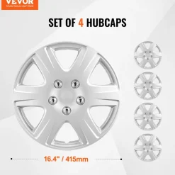 VEVOR Wheel Rim Cover Hubcaps, 15 in Diameter, Sturdy & Durable Scratch-Resistant Hubcap with Snap & Valve Nozzle Hole, ABS & PC Hubcap with High Rigidity & Less Wind Drag, Fits for All Weather Use