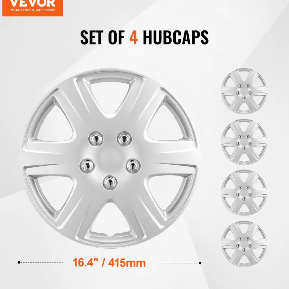 VEVOR Wheel Rim Cover Hubcaps, 15 in Diameter, Sturdy & Durable Scratch-Resistant Hubcap with Snap & Valve Nozzle Hole, ABS & PC Hubcap with High Rigidity & Less Wind Drag, Fits for All Weather Use