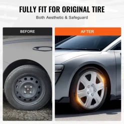 VEVOR Wheel Rim Cover Hubcaps, 15 in Diameter, Sturdy & Durable Scratch-Resistant Hubcap with Snap & Valve Nozzle Hole, ABS & PC Hubcap with High Rigidity & Less Wind Drag, Fits for All Weather Use
