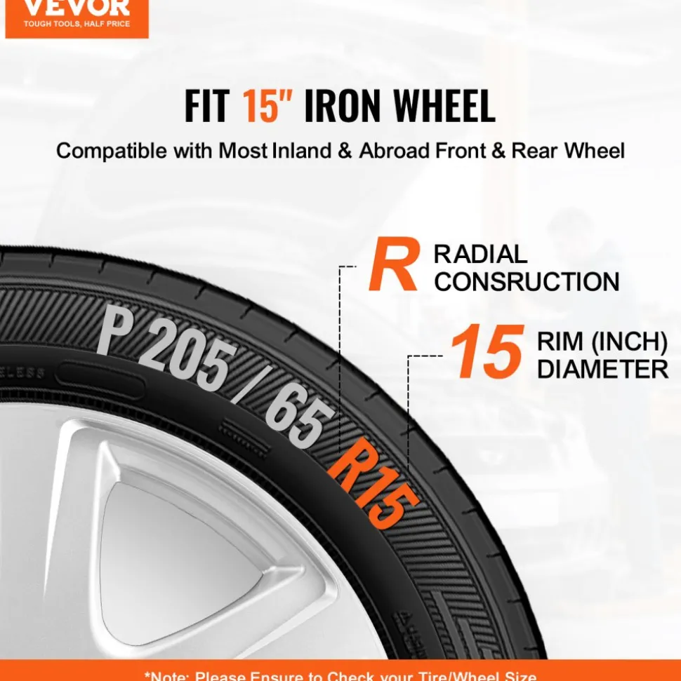 VEVOR Wheel Rim Cover Hubcaps, 15 in Diameter, Sturdy & Durable Scratch-Resistant Hubcap with Snap & Valve Nozzle Hole, ABS & PC Hubcap with High Rigidity & Less Wind Drag, Fits for All Weather Use