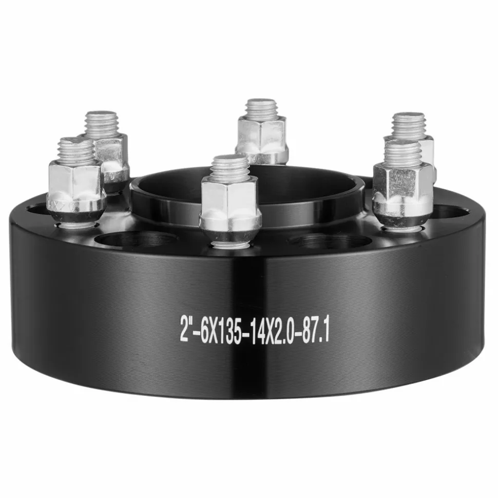 VEVOR Wheel Spacers, 2" 6"x5.3" Wheel Adapters, 6 Lug Forged Spacer, 87.1 mm Bore Hubcentric M14 x2 Studs Spacers, Fit for Ford Expedition, F150, Lincoln Navigator, 4 PCS Black