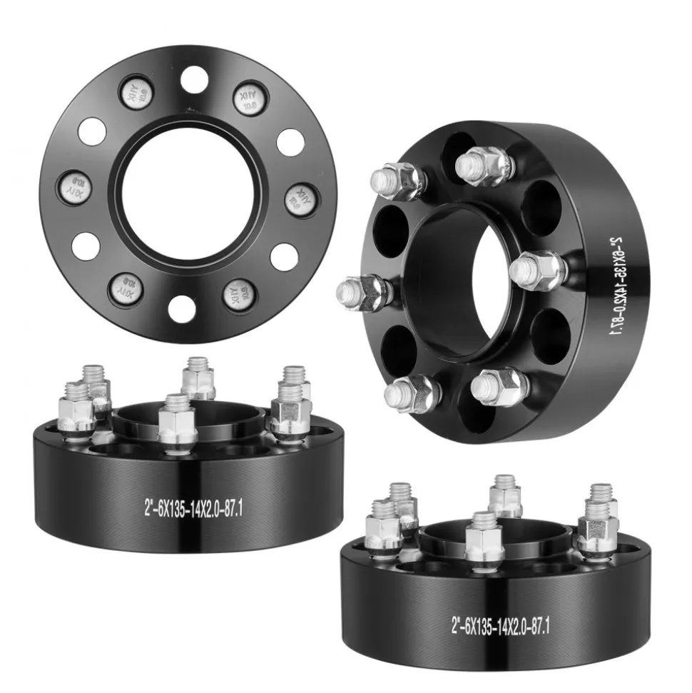 VEVOR Wheel Spacers, 2" 6"x5.3" Wheel Adapters, 6 Lug Forged Spacer, 87.1 mm Bore Hubcentric M14 x2 Studs Spacers, Fit for Ford Expedition, F150, Lincoln Navigator, 4 PCS Black
