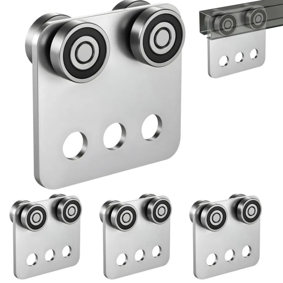 VEVOR 4 Wheel Trolley Assembly Rollers, 4 Pcs 1100 lbs Load, Dual Bearing Trolley Assembly for 1-5/8" Wide and All 1-5/8" or Taller Strut Channel, Heavy Duty Sliding Track System for Warehouse Garage